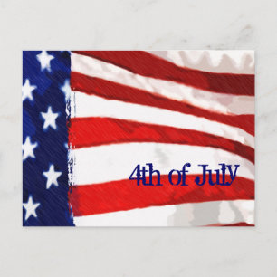 Invitation Carte Postale Drapeau américain 4 juillet