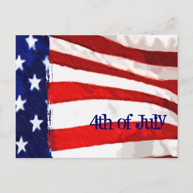 Invitation Carte Postale Drapeau américain 4 juillet (Devant)