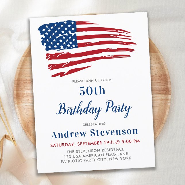 Invitation Carte Postale Drapeau américain Patriotic Birthday Party (Créateur téléchargé)