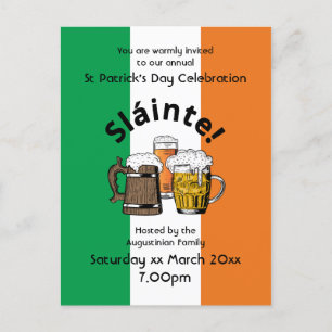 Invitation Carte Postale Drapeau irlandais de Sláinte Jour de la Saint Patr