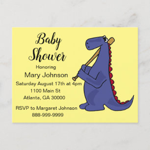 Invitation Carte Postale Drôle Dinosaur Baby shower du joueur de baseball