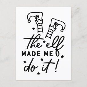 Invitation Carte Postale Drôle Elf de Noël m'a fait faire ça Drôle Cool rét