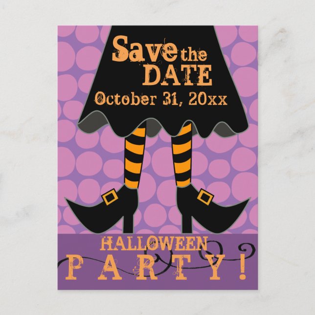Invitation Carte Postale Drôle Jambes sorcières Halloween Party Enregistrer (Devant)
