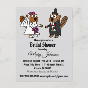 Invitation Carte Postale Drôle Mariage de castor