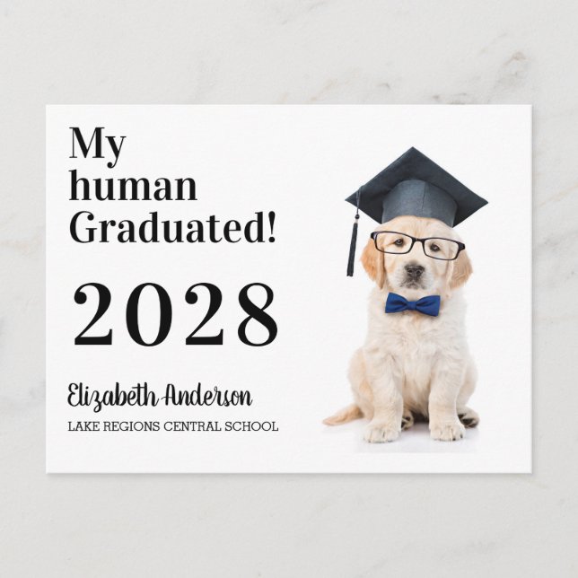Invitation Carte Postale Drôle Puppy Graduate Party (Devant)