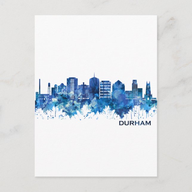 Invitation Carte Postale Durham Caroline du Nord Skyline Blue (Devant)