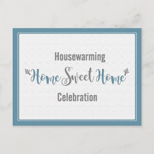Invitation Carte Postale Dusk Blue Grey Accueil Sweet Home Fête de chauffag