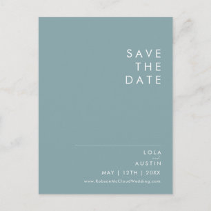 Invitation Carte Postale Dusty Boho   Bleu et Vert Enregistrer la date