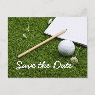 Invitation Carte Postale Économisez la boule de golf date avec crayon sur v