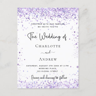Invitation Carte Postale Écriture de violet lavande mariage