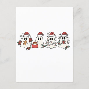 Invitation Carte Postale Éffrayant Fantôme d'Halloween Amateurs de Noël