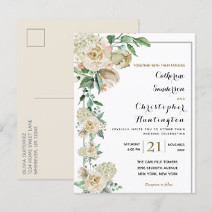 Invitation Carte Postale Elégant aquarelle Floral Mariage
