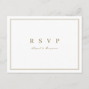 Invitation Carte Postale Elégant classe or minimaliste mariage RSVP