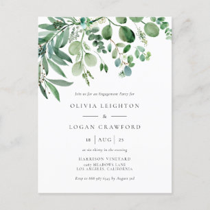 Invitation Carte Postale Elégant Eucalyptus fiançailles