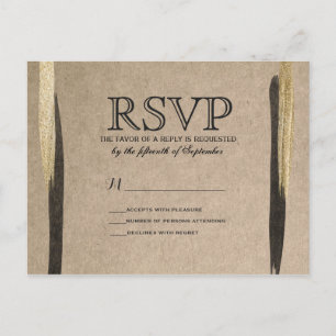 Invitation Carte Postale Élégant Faux Gold & Black Paint Strokes