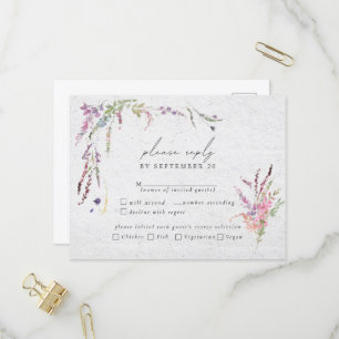 Invitation Carte Postale Élégant Fleur sauvage moderne Mariage repas RSVP
