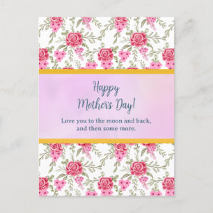 Invitation Carte Postale Élégant floral aquarelle pour une joyeuse fête des