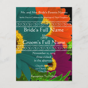 Invitation Carte Postale Elégant Gerber Daisy Mariage