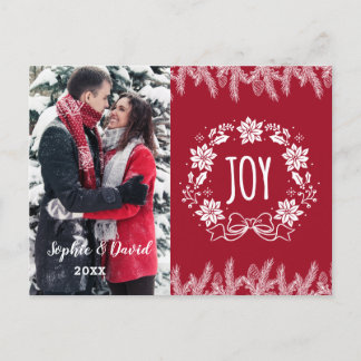 Invitation Carte Postale Elégant Noël Gold Pine Joy Photo ornementale