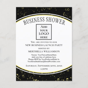 Invitation Carte Postale Élégant Noir Nouveau Logo de douche d'affaires