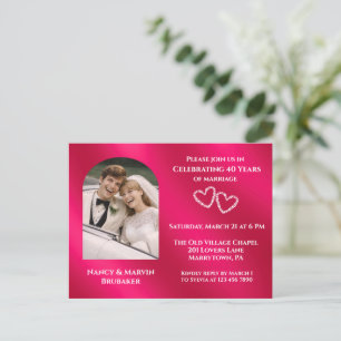 Invitation Carte Postale Élégant Photo Rubis 40e Anniversaire de Mariage