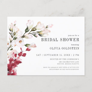 Invitation Carte Postale Élégant rose poudré floral Baby Shower de mariage