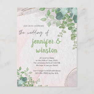 Invitation Carte Postale Élégant Rustique Eucalyptus Feuille Mariage