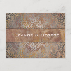 Invitation Carte Postale Elégant Vintage Toscan Mariage damassé RSVP