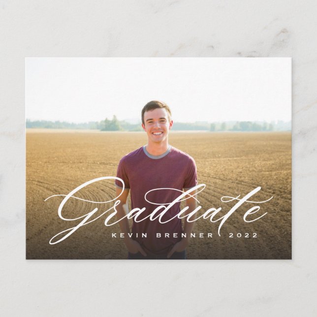 Invitation Carte Postale Élégante Calligraphie Graduate Photo Party (Devant)