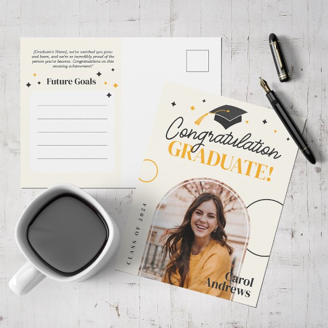 Invitation Carte Postale Élégante classe de diplômés de 2024 Keepsaké Gradu (Créateur téléchargé)