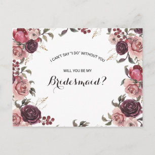 Invitation Carte Postale Élégante demoiselle d'honneur florale d'été de Bou