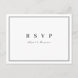 Invitation Carte Postale Élégante réponse de mariage minimaliste noir et bl