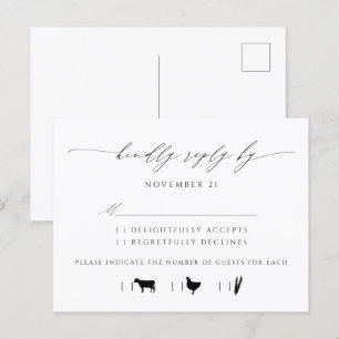 Invitation Carte Postale Élégante Typographie de script Mariage RSVP