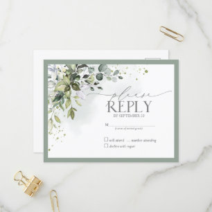 Invitation Carte Postale Elégante verdure botanique Aquarelle florale RSVP
