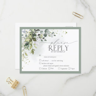 Invitation Carte Postale Elégante verdure botanique Aquarelle florale RSVP