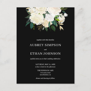 Invitation Carte Postale Élégante verdure Fleurs blanches Mariage