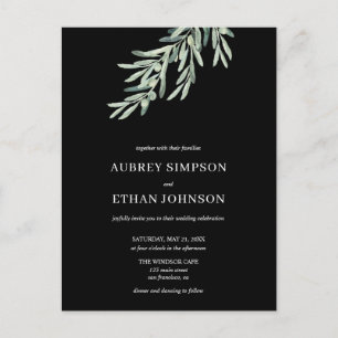 Invitation Carte Postale Élégante verdure Mariage d'olive