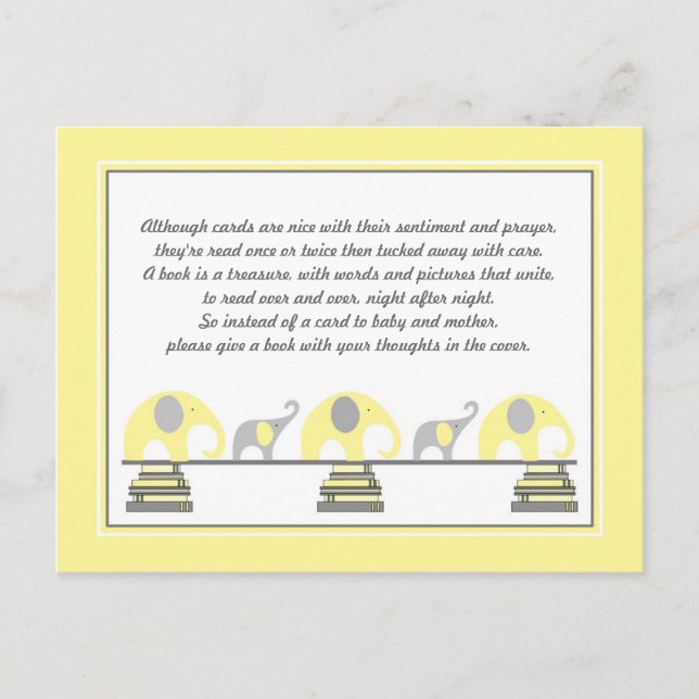 Invitation Carte Postale Eléphants Jaunes Insérer pour le Baby shower de li (Devant)