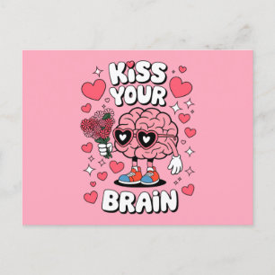 Invitation Carte Postale Embrasse Ton Cerveau Saint-Valentin Professeur Drô