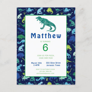 Invitation Carte Postale Enfants Dinosaur Anniversaire Fête T-Rex Invitatio