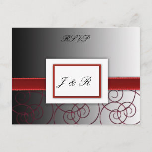 Invitation Carte Postale Ensemble de mariages gradués noir et rouge