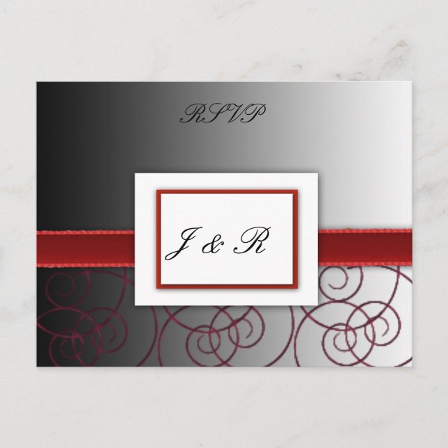 Invitation Carte Postale Ensemble de mariages gradués noir et rouge (Devant)