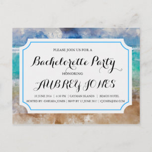Invitation Carte Postale Enterrement de vie de jeune fille sur la plage ou 