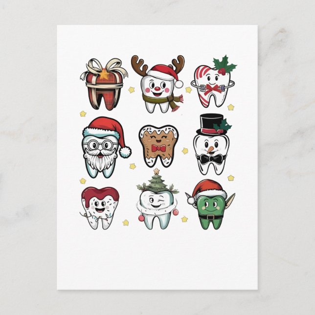 Invitation Carte Postale Équipe dentaire Dentiste Noël Vacances Xmas  (Devant)