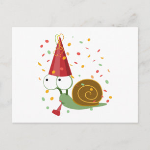 Invitation Carte Postale Escargot Confetti Party