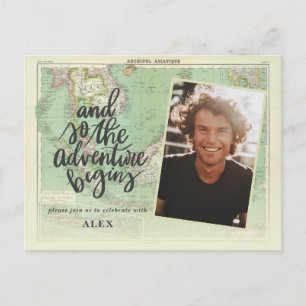 Invitation Carte Postale Et donc l'aventure commence la graduation de la ph