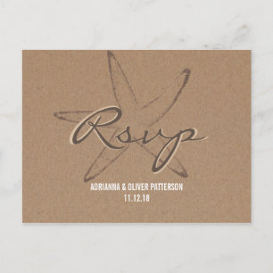 Invitation Carte Postale Étoiles de mer rustiques RSVP l'épousant nautique