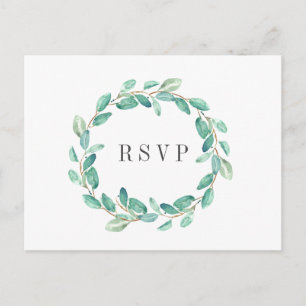 Invitation Carte Postale Eucalyptus frais Aqua Mariage RSVP REPAS CHOIX
