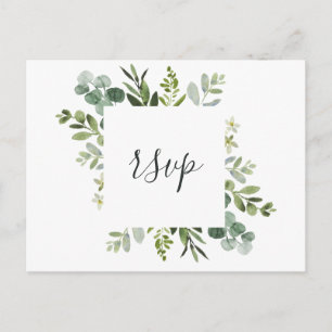 Invitation Carte Postale Eucalyptus Green Foliage RSVP