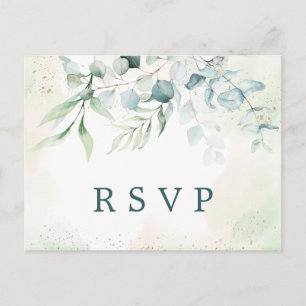 Invitation Carte Postale Eucalyptus Green Repas Choix Mariage RSVP